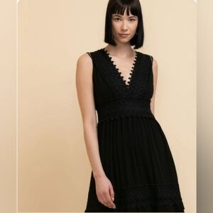 Ricki Women's Black Midi Dress with Crochet Insert. Bobo vibes. Size 14